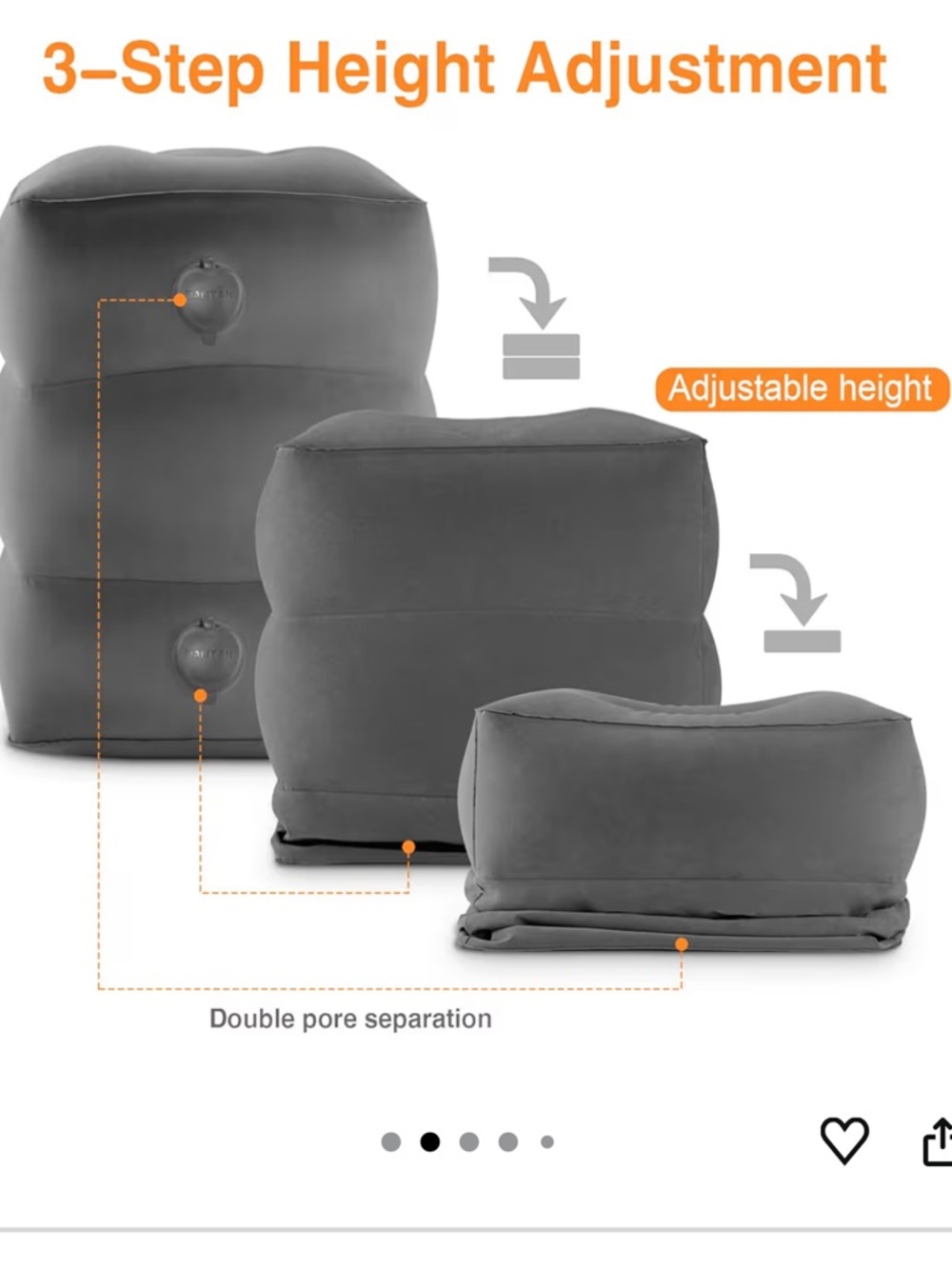 Inflatable Travel Foot Rest Pillow - Gray